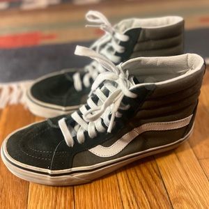 Vans Sk8-Hi Shoes Dark Green/Black Womens 9